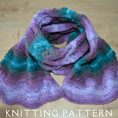 THE WOOLLY DESIGN CO The Rolling Waves Scarf Knitting Pattern Printed Pattern To Knit Yourself