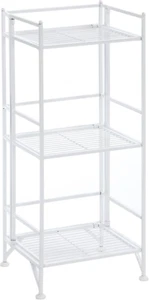 Xtra Storage 3 Tier Folding Metal Shelf, White - Picture 1 of 4