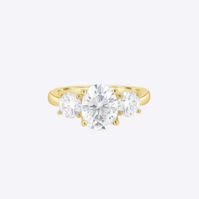 Wedding  18k Yellow Gold Ring Oval Cut IGI Lab Created 2.20 Ct Diamond  6 7 8 - Image 1 of 4