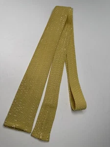 1950s 1960s VINTAGE ~ Skinny DRESS SHIRT TIE ~ Yellow Sparkly Shiny Flat End - Picture 1 of 7