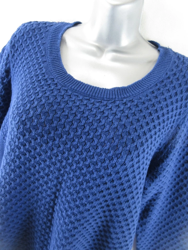 Suéter Caribbean Joe Para Mujer XL Azul Waffle Texturizado Crew Manga Larga Acogedor Foto 1 de 4