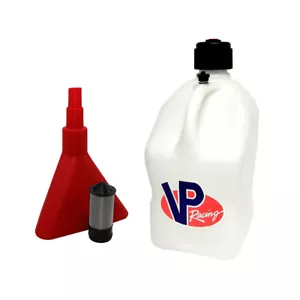VP Racing White 5 Gallon Square Race Gas Alcohol Fuel Jug-Can w/ Funnel-Filter - Bild 1 von 1