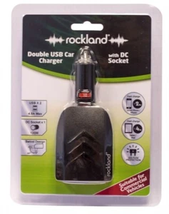 Cargador de coche USB multipuerto de alta potencia 2x con enchufe de CC 12-24V 4,8A carga rápida - Imagen 1 de 1