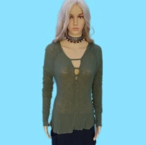 Intimately Free people L cut-out olive green tunic top - Picture 1 of 8