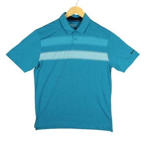 NIKE Golf Dri Fit Tour Performance Polo Shirt Logo Men M Stripe Blue Breathable - Picture 1 of 10