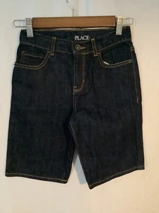 Children’s Place Bermuda shorts Boys 8 Dark Blue Denim Adjustable NEW w/o tags - Picture 1 of 7