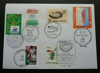 [SJ] France Italy Argentina Mexico USA FIFA World Cup 1998 Football (joint FDC) - Image 1 of 4