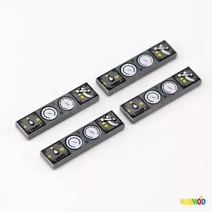 Lot of 4 LEGO ENGINE CONTROL PANEL TILE Gray 1x4 Minifig Dial Gauge Dashboard - Picture 1 of 2