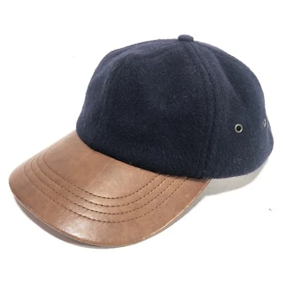 Sombrero Bill Vintage Cuero Marrón Gant, Top Azul Aislado, Ajustable, Hecho en EE. UU. Foto 1 de 4