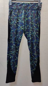 NEW LOOK Size Medium Black Blue Yellow Tones Training Trouser Legging - Picture 1 of 3