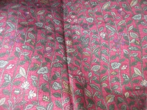 BLOOMCRAFT Upholstery Fabric Continuous GREEN STEMS LEAVES PURPLE FLOWERS ORANGE - Picture 1 of 6