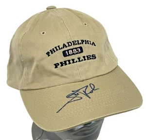 Signed Scott Rolen Philadelphia Phillies Tan Stitched Adjustable Baseball Hat - Picture 1 of 10