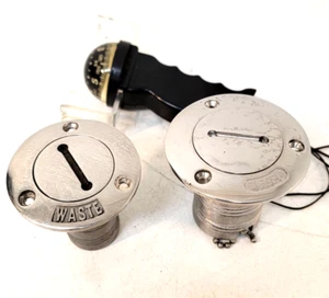 1-1/2" Chrome Boat Marine Diesel Fill Cap And Mount & 1" Waste Mount & Compass - Bild 1 von 13