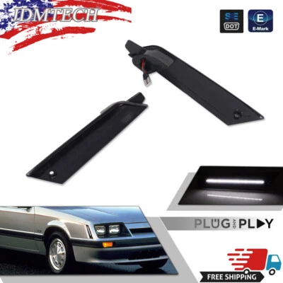 Luces de señalización LED delanteras LED blancas con lente ahumada para Ford Mustang 1979-1986 Foto 1 de 4