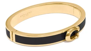 🩷Coach Signature Push Hinged Bangle - F67480 Black Gold - NWT Free Shipping - Picture 1 of 1