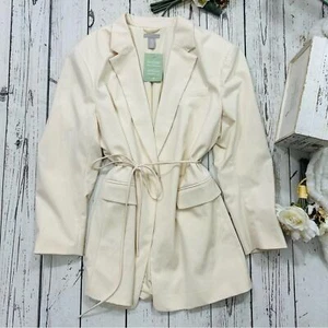 h&m long tie-belt blazer jacket NWT size XL women - Picture 1 of 4