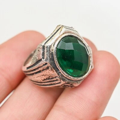 Green Onyx Ring Solid 925 Sterling Silver Statement Men's Ring, All Size M200 - Image 1 of 4
