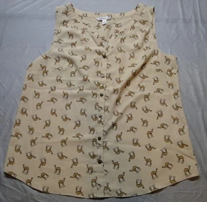 Croft & Barrow Lightweight Camel Pattern Sleeveless Blouse - Womens L - Pre-worn - Bild 1 von 5