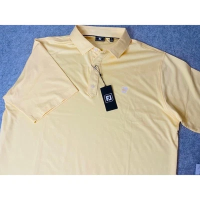 FootJoy FJ Golf Polo Shirt Yellow Short Sleeve Arkansas Men's Sz L**NWT - Image 1 of 2