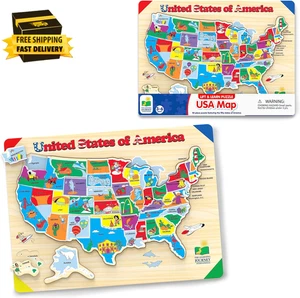 Lift & Learn Puzzle USA Map Puzzle for Kids Preschool Toys & Gifts Boys & Girls - Foto 1 di 6