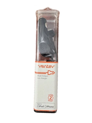 Ventev Dual Output Car Charger w/ 30 Pin Cable for Apple iPhone 3gs/4/4s - Black - Image 1 of 2
