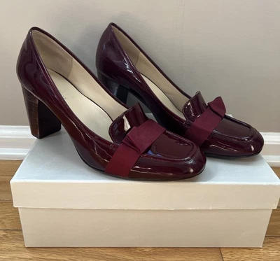 Zapato para mujer Taryn Rose Sabir estilo Merlot tacón bloque charol talla 10 M” Foto 1 de 4