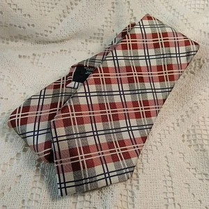 ALLEA Men's Silk Neck Tie Made in Italy 30% Cotton Red Blue Grey Approx.60" long - Picture 1 of 10