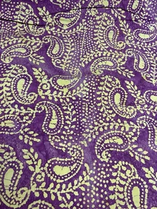 7,7 Meter rosa/lila Paisley handgestempelt 100% Baumwolle Batikstoff - Bild 1 von 4