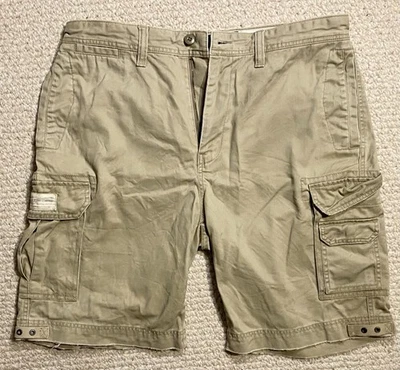 Nautica Mens 34w Tan Cargo Chino Shorts 10" Inseam Cotton Zip Fly - Image 1 of 4