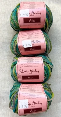 Lot of 4 Louisa Harding Anise Cotton Blend, #512 Blue Green Purple Pink Yellow - Image 1 of 4