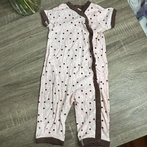 Hanna Andersson Pink and Brown Polka Dot Outfit One Piece Girls 6 Month - Picture 1 of 7