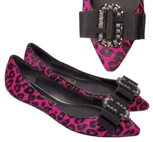 ZAPATOS BAILARINA MARC JACOBS PLANOS ANIMAL PRINT PELO DE BECERRO con lazo $350 37,5 7,5 - Imagen 1 de 9