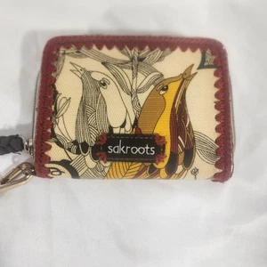Cartera portatarjetas Sakroot de lona recubierta Peace Bird bolsillo monedero - Imagen 1 de 15