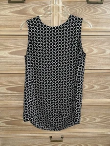 Chicos Womens Black And White Print Sleeveless Blouse With Gold Zipper Size 0 - Picture 1 of 4