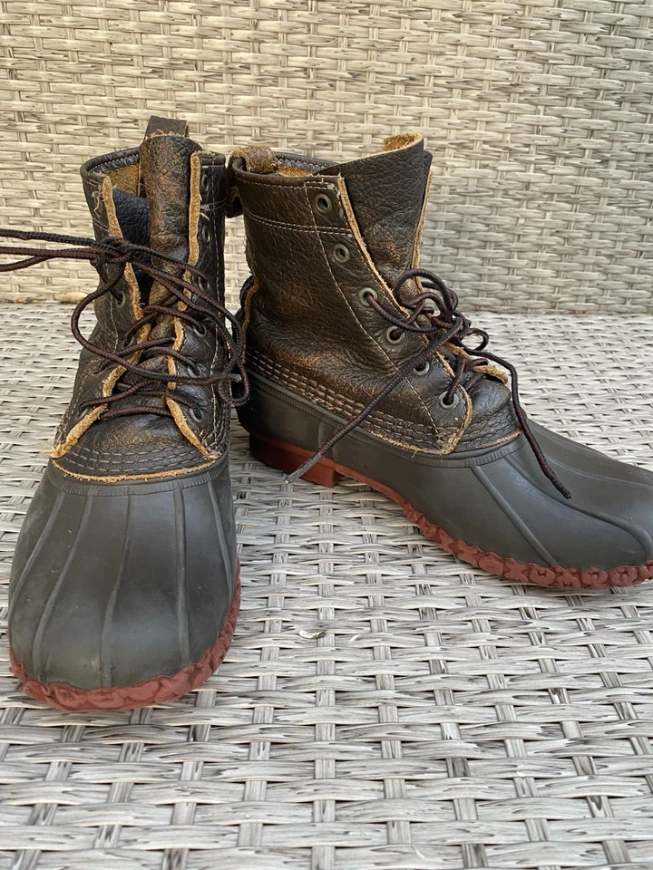 Bota LL Bean 8" de cuero de bisonte con cordones Bean Duck suela roja ladrillo talla 8 para hombre Foto 1 de 4