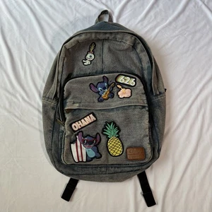 Disney Lilo And Stitch Denim Rucksack Stonewashed mit Patches - Bild 1 von 8