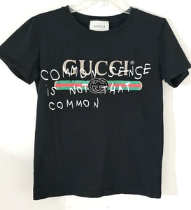 Gucci Made In Italy T-Shirt Common Sense Is Not That Common Schwarz Größe M - Jugend - Bild 1 von 6