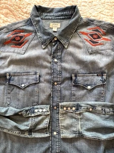 Ralph Lauren Polo Denim Southwestern Cowboy Western Aztec Patchwork Snap Shirt - Picture 1 of 12