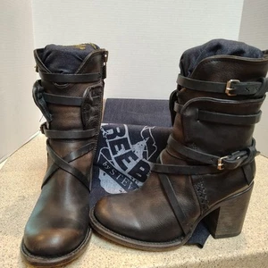 Freebird by Steven Baker Boots US Black Belted Inside Zip Western Boots Size 7 - Picture 1 of 5