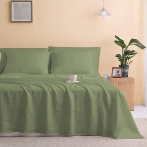 100% Linen Bed Sheets Set King Size, Extra Soft Washed French Linen Bed Sheet... - Picture 1 of 7