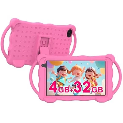 Tablet para niños de 7 pulgadas para niños, 32 GB ROM tableta de aprendizaje para niños pequeños con rosa Foto 1 de 4