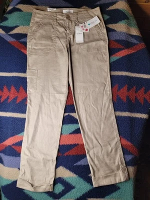 Pantalones cargo Level 99 Dayla para mujer talla 26 azúcar crudo beige lino Lyocell nuevos Foto 1 de 4