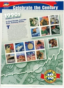 USPS CELEBRATE THE CENTURY 1990 SCOTT 3191 SHEET OF POSTAGE STAMPS 33 CENT FACE - Picture 1 of 1