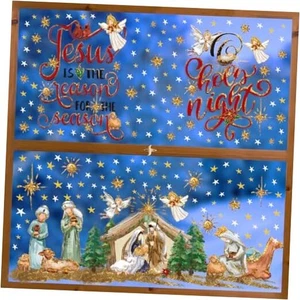  251 PCS Christmas Window Cling Sticker, Nativity Scene Holy Night for Home  - Picture 1 of 7