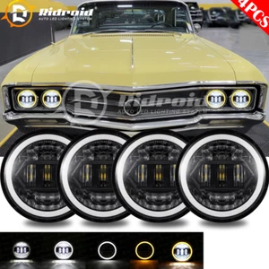 4PCS 5 3/4" 5.75" Inch LED Headlights Round Halo DRL For Buick Riviera 1963-1974 - Picture 1 of 22