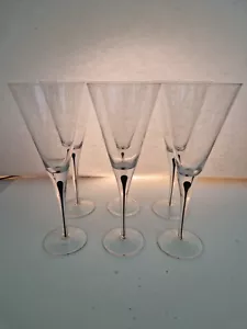 ORREFORS INTERMEZZO STELO NERO 91/2" bicchieri da vino x 6 Erika Lagerbielke - Foto 1 di 6