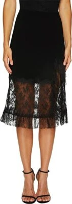 Sonia Rykiel Crepe Satin Dentelle Black Skirt Women’s Size 40 L65403 - Image 1 of 4