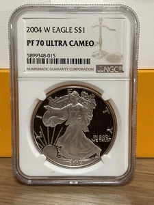 2004-W American Silver Eagle $1 NGC Proof 70 Ultra Cameo - Picture 1 of 2