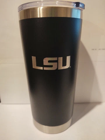 LSU TIGERS BLACK ENGRAVED HYDRO TUMBLER INSULATED DOUBLE WALL TRAVEL MUG Cover