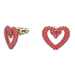 Swarovski Women's Earrings Sablima Red Heart Shape Gold Tone Plated 5634812 - Picture 1 of 1
